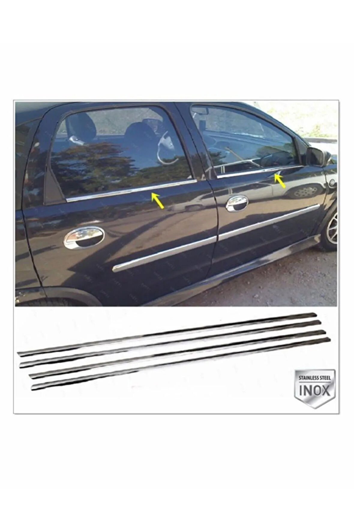 Opel Corsa C Krom Cam Çıtası 4 Prç. 2000-2006 P. Çelik