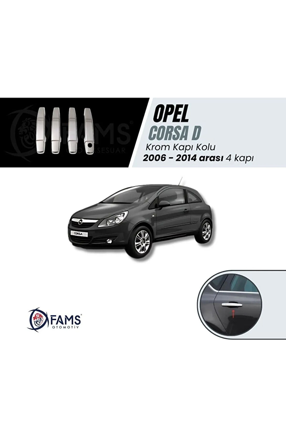 Opel Corsa D Krom Kapı Kolu 4 Kapı 2006-2014 P. Çelik