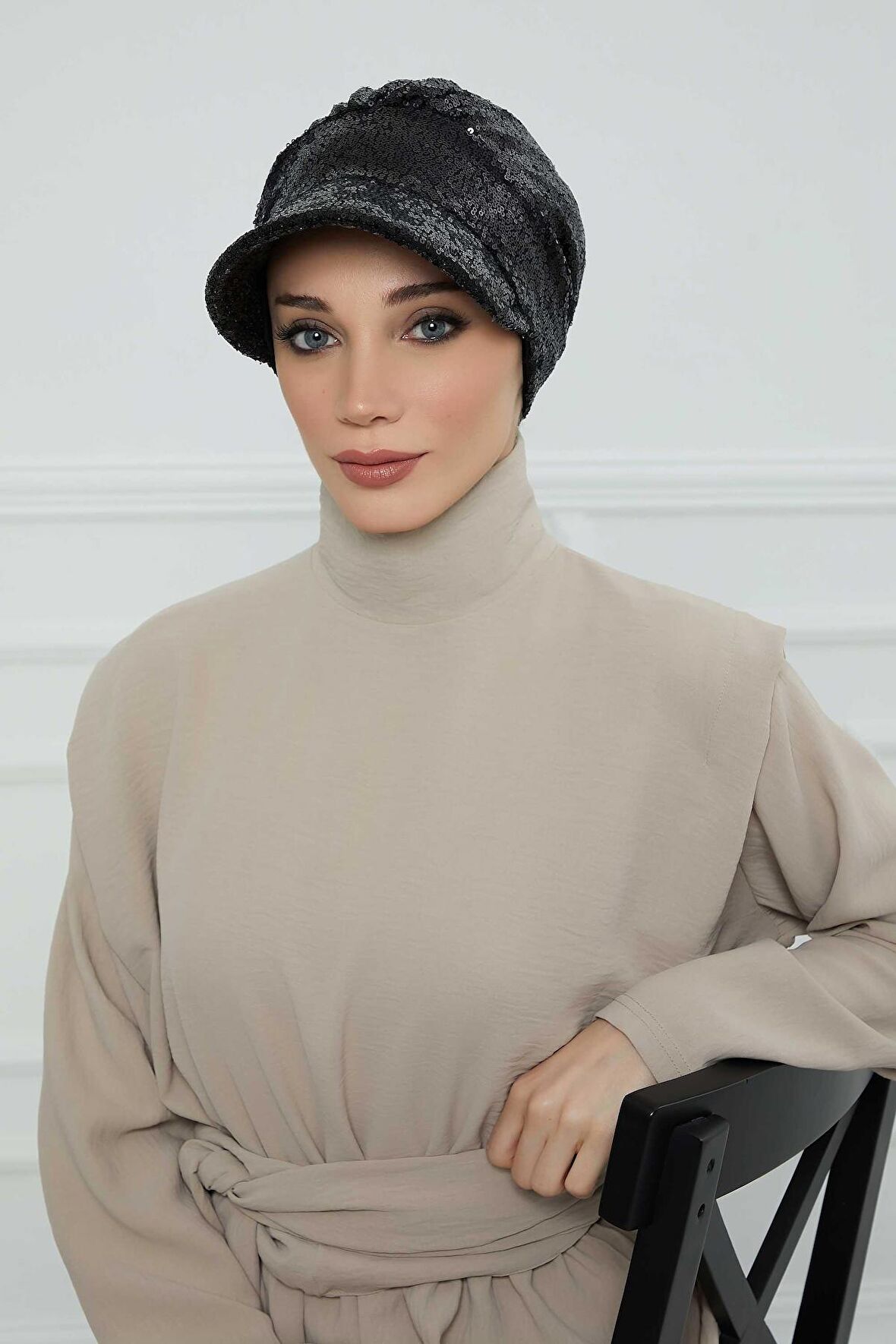 Siperlikli Payetli Şapka Bone,B-73P