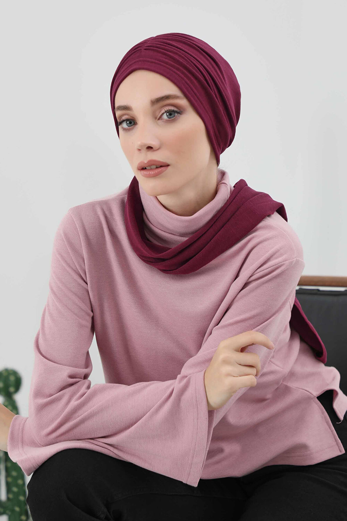 Fularlı Bone Türban,B-81RB