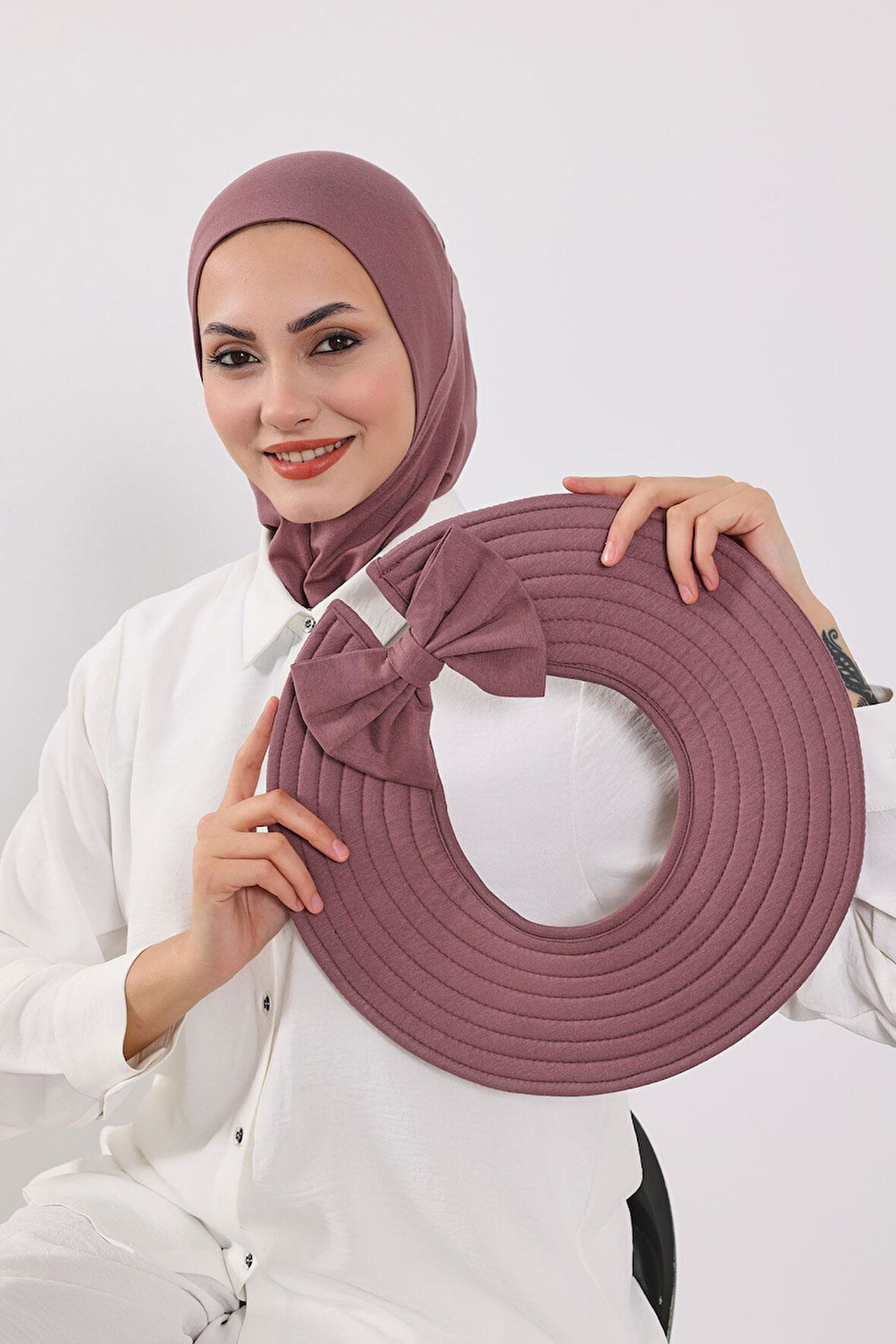 Türban Üzeri Penye Pratik Tak-Çık Fiyonklu Şapka,SP-4,SP-4