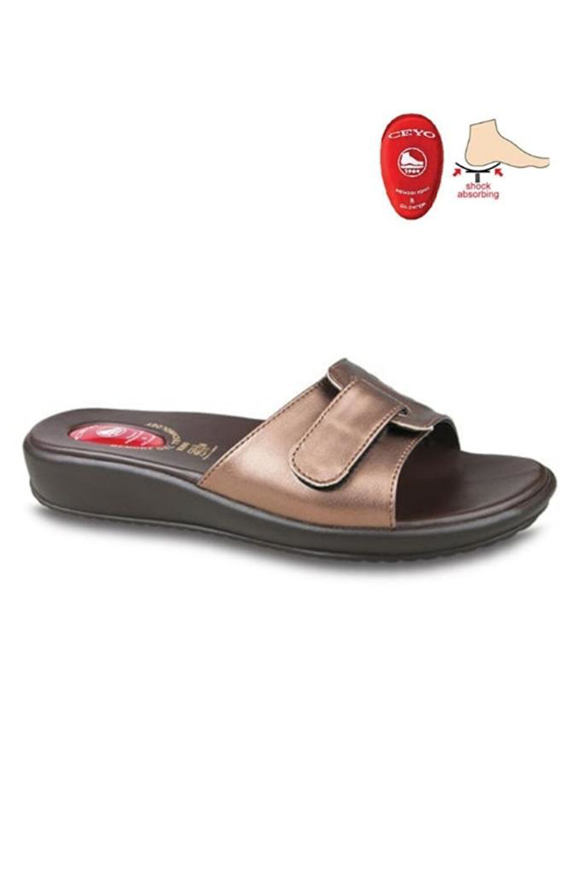 Ceyo 9200-12 Topuk Jelli Anatomik Taban Kadın Terlik Bakır 36-40 