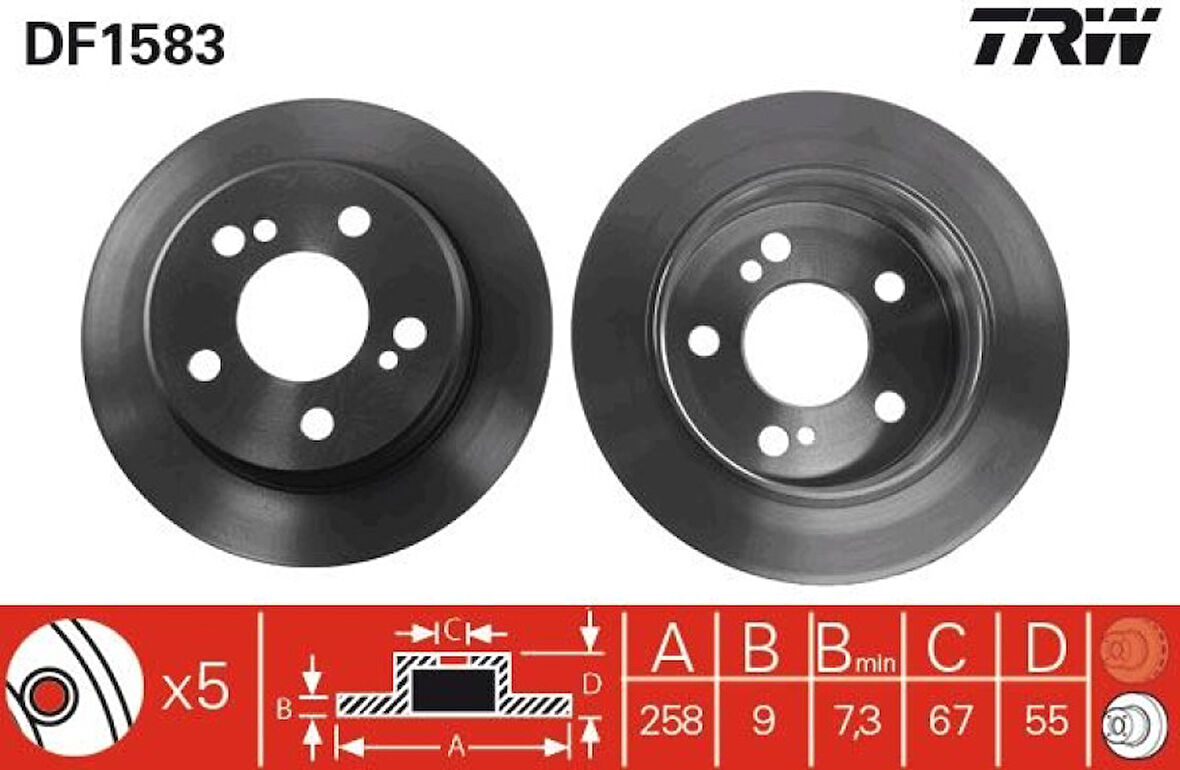 Mercedes Fren Diski Arka W202 93>00 W124 93>95 C124 93>97 - Trw Df1583