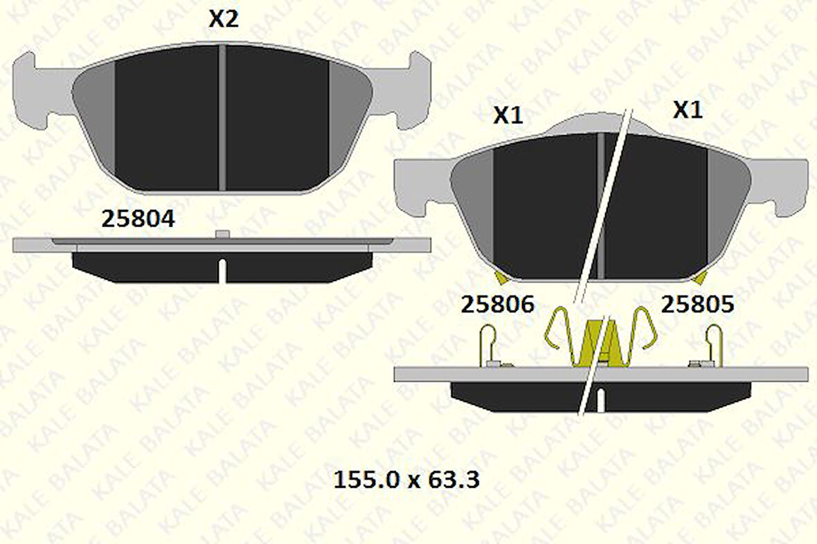 Honda On Fren Balatası Honda Accord 08>13 Honda CIVIC Fk Hatchback 12>16 / CIVIC Fc 1.6 I-Dtec 17> / CIVIC - Kale B 25804 170 05 Ans