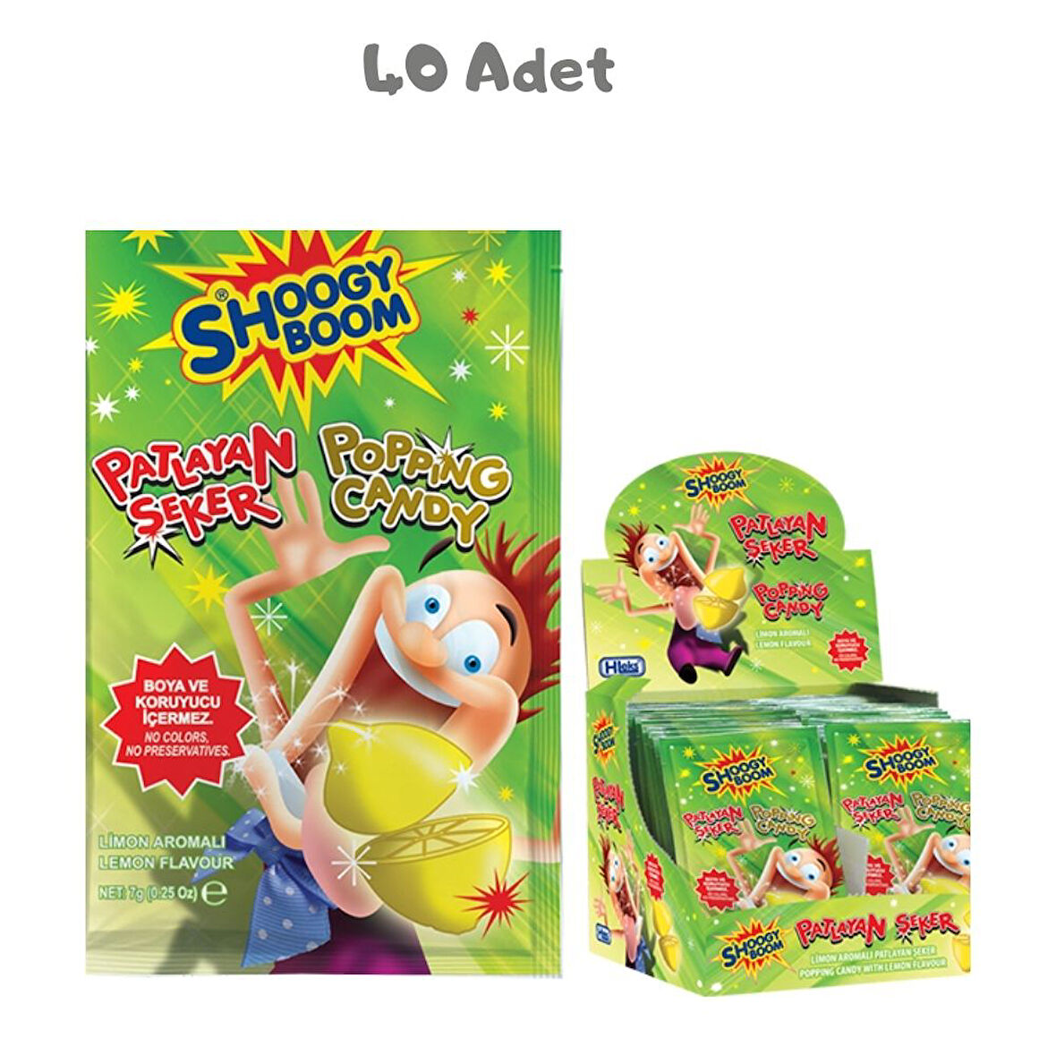 Shoogy Boom Limon Aromalı Patlayan Şeker 7 Gr. 40 Adet