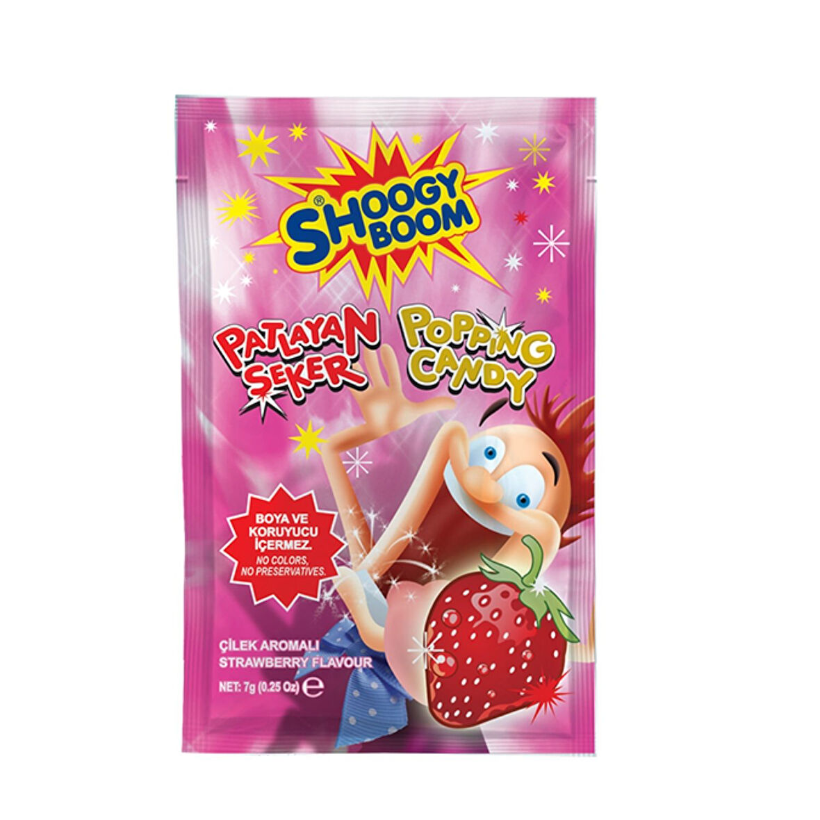 Shoogy Boom Çilek Aromalı Patlayan Şeker 7 Gr. 1 Adet