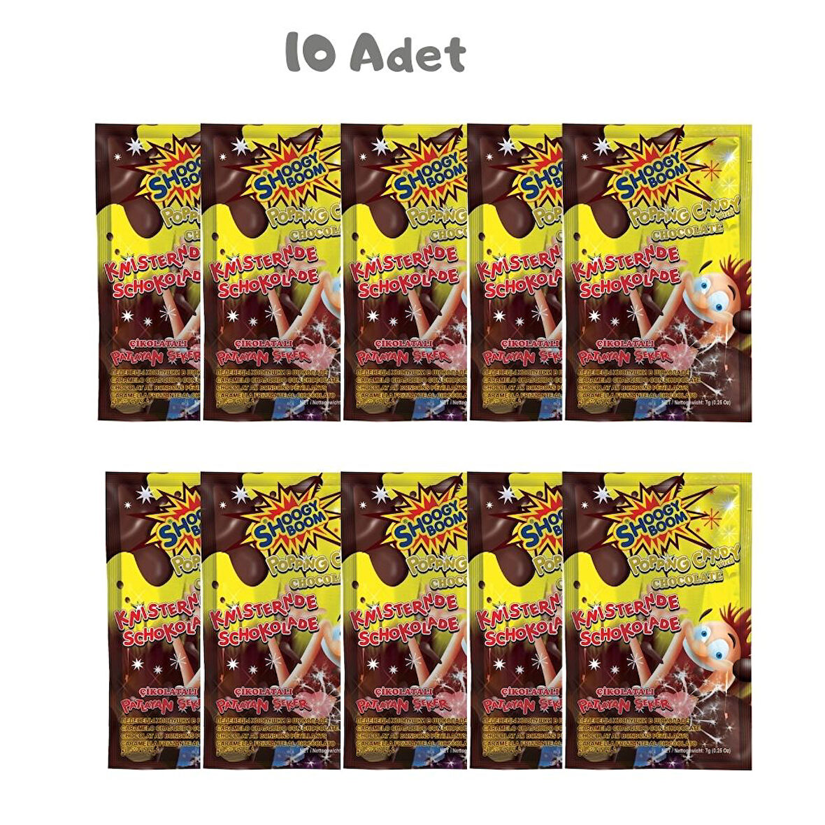 Shoogy Boom Sütlü Çikolatalı Patlayan Şeker 7 Gr. 10 Adet