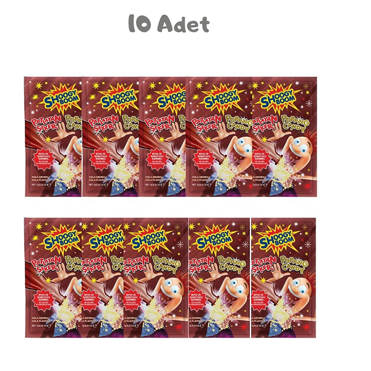 Shoogy Boom Kola Aromalı Patlayan Şeker 7 Gr. 10 Adet
