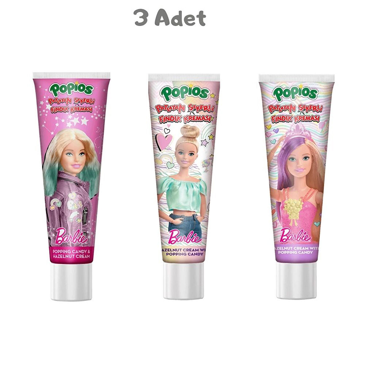 Popios Barbie Patlayan Şekerli Fındık Kreması 3 Adet