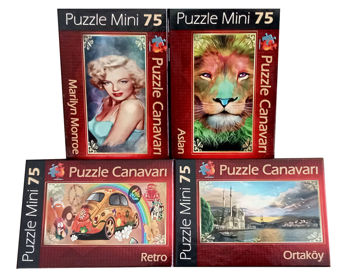 4 Adet 75 Parça Mini Puzzle Seti 4x75 Toplam 300 Parça 4 Ayrı Çeşit Pazıl