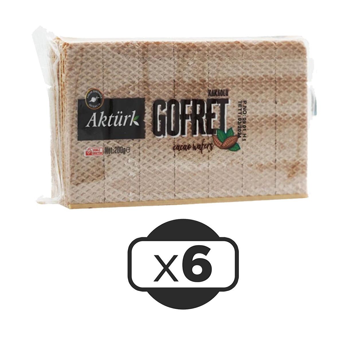 Aktürk Kakaolu Gofret 200 gr 6 lı