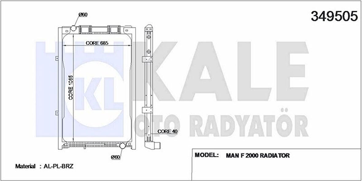 Man Truck Radyator Motor Man F 2000 (cerceveli) / (mt) - Kale 349505