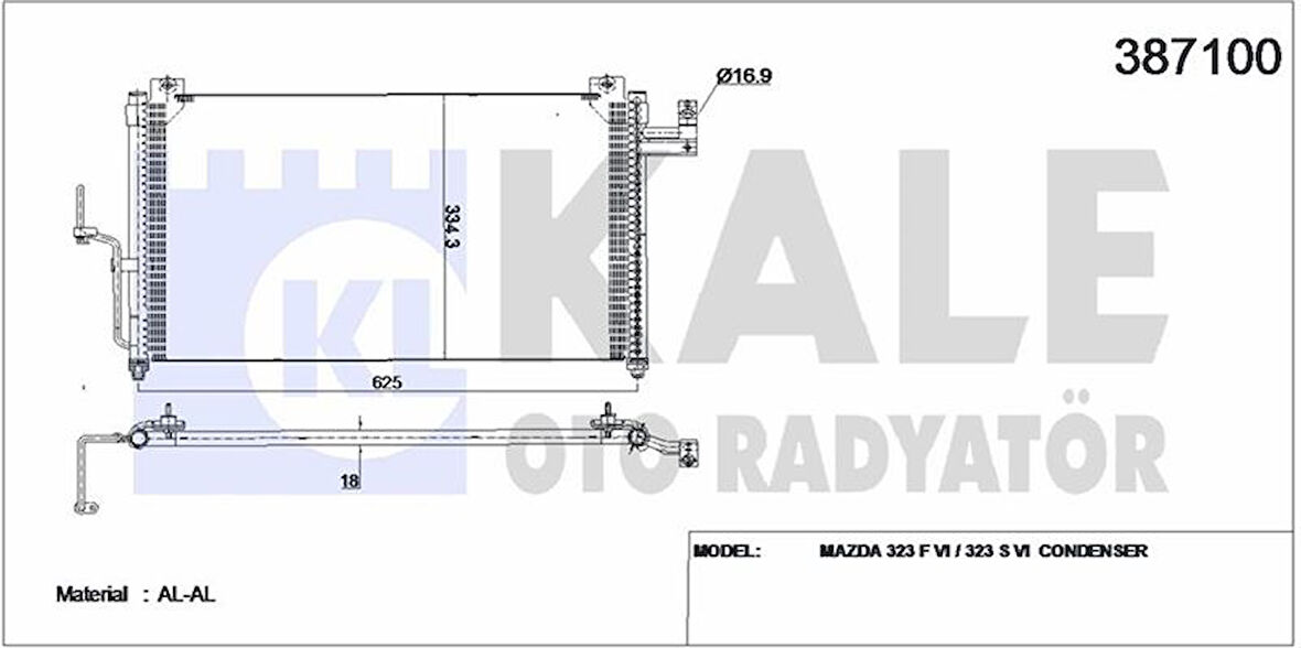 Mazda Klima Radyatoru Mazda 323 1998 2002 - Kale 387100