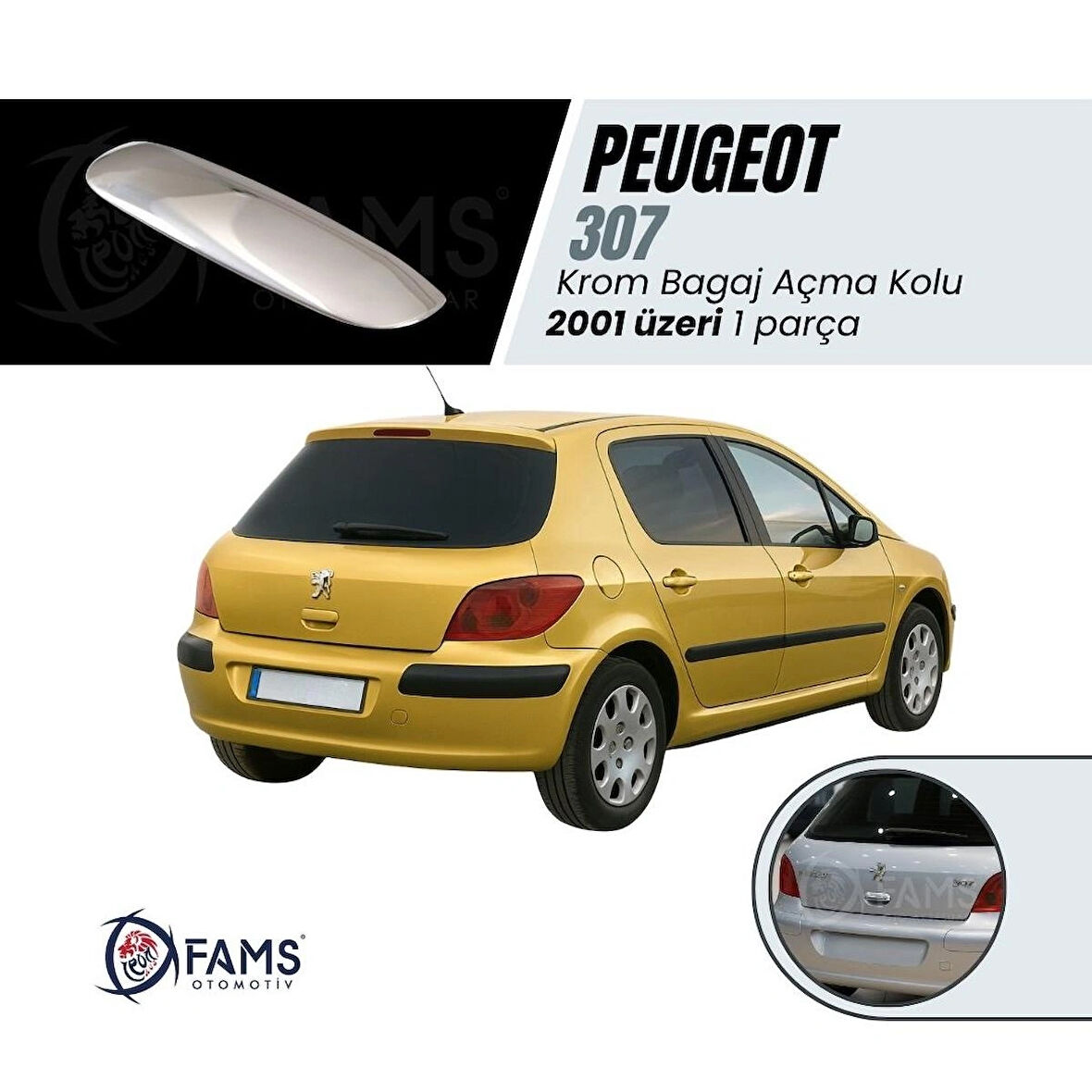Peugeot 307 Krom Bagaj Açma Kolu 2001 Üzeri P. Çelik