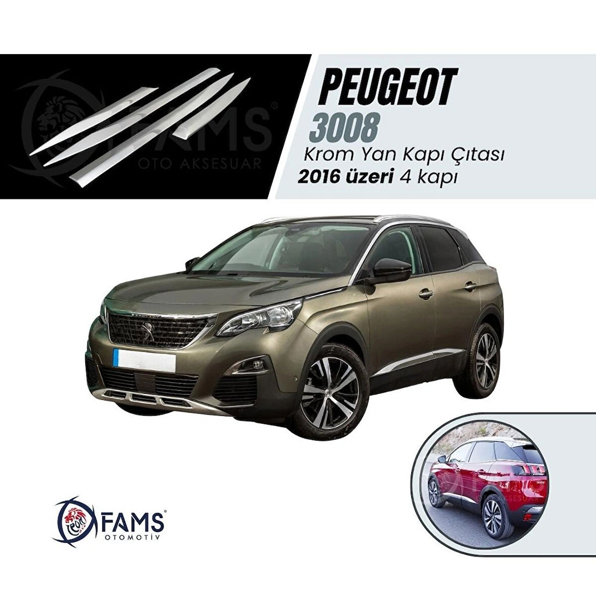 Peugeot 3008 Krom Yan Kapı Çıtası 4 Kapı 2016 Ve Üzeri P.çelik Uyumlu