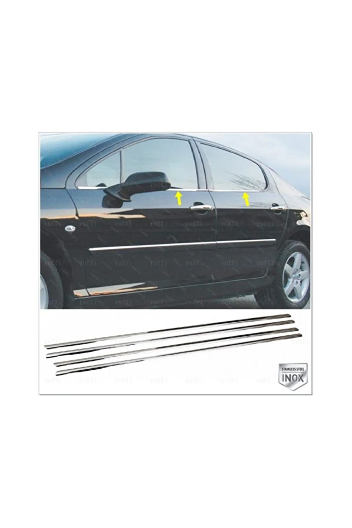 Peugeot 407 Krom Cam Çıtası 4 Prç. 2004 Üzeri Paslanmaz Çelik