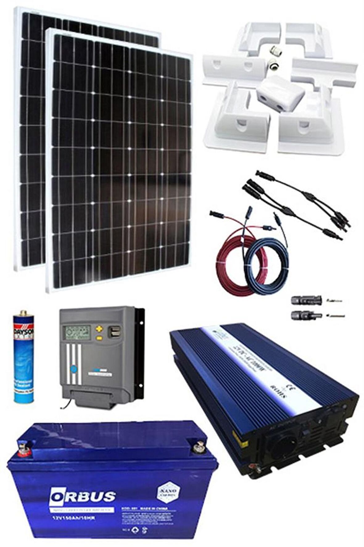 Karavan Solar Paket Sistem 1000W İnverter 150Ah Jel Akü