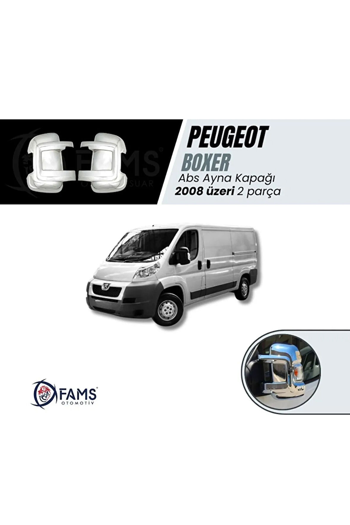 Peugeot Boxer Krom Kaplama Abs Ayna Kapağı 2 Prç. 2008 Üzeri