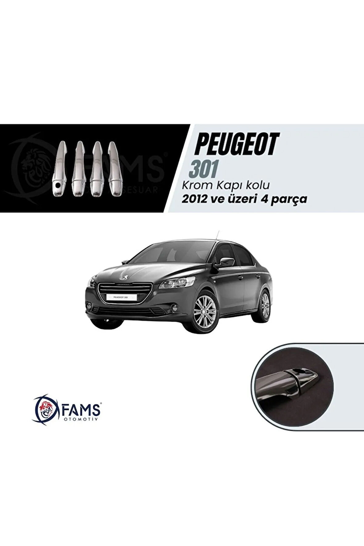 Peugeot 301 Krom Kapı Kolu 4 Kapı 2012 Üzeri P. Çelik