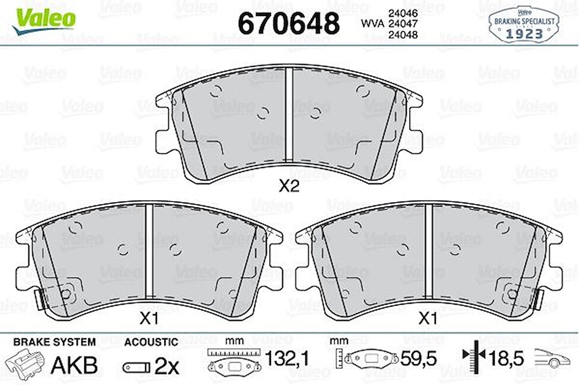Mazda On Fren Balatası Mazda 6 03-08 - Valeo 670648