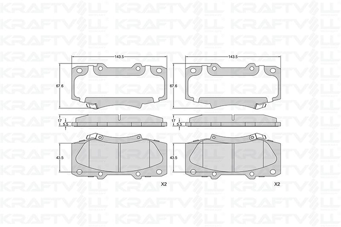 Toyota On Fren Balatası Toyota Hilux 2.5 3.0 D4d Pickup 2007-> Hilux 2.5 4wd 2015-> - Kraftvoll 07010362
