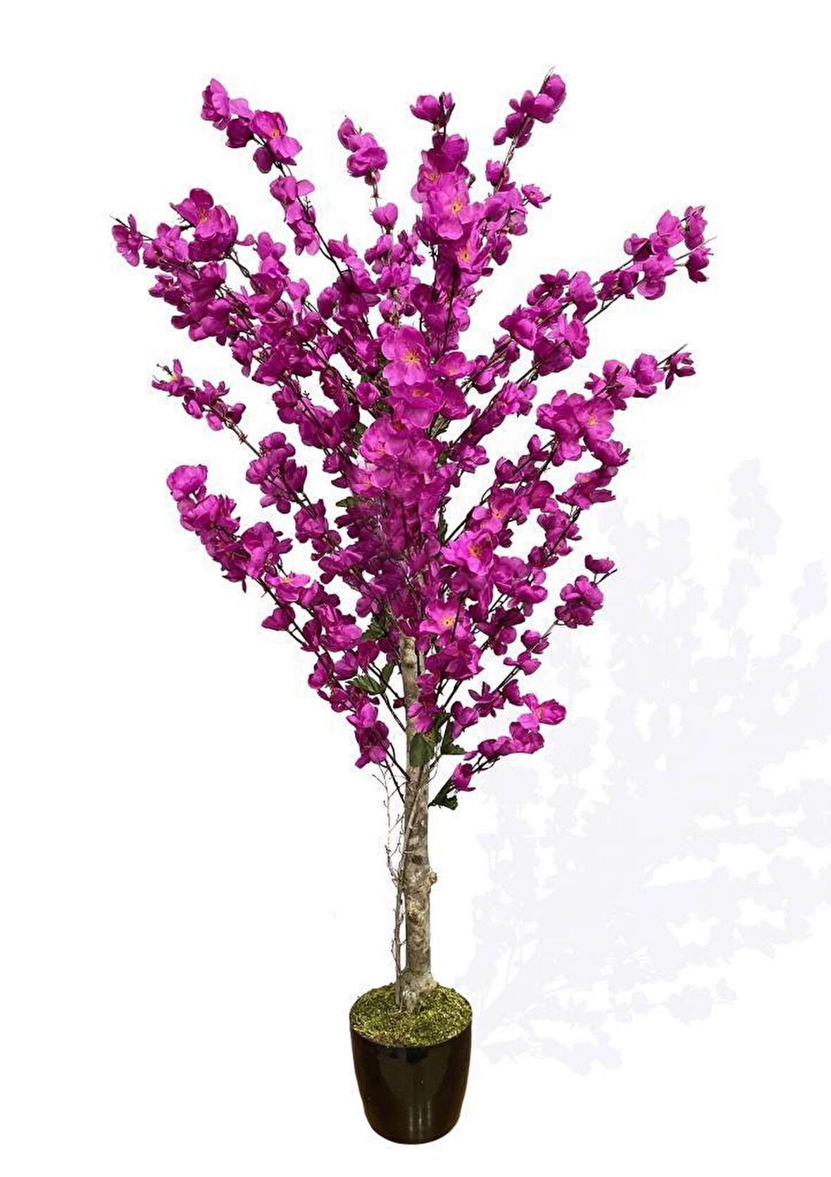 Yapay Ağaç Bahardalı Ağacı Mor Japon Kiraz Çiçeği Sakura Çiçeği 127x70cm Siyah Plastik Saksılı