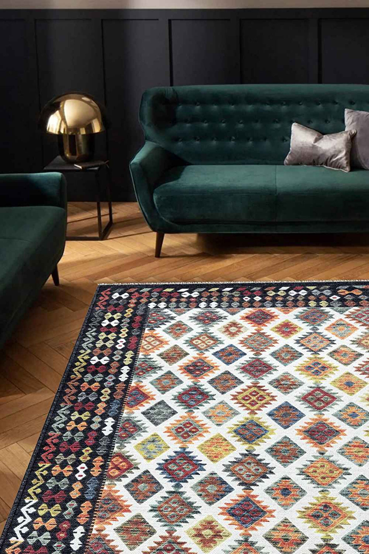 VALENCIA 1505 Renkli Kaymaz Taban Yıkanabilir Modern Halı Kilim