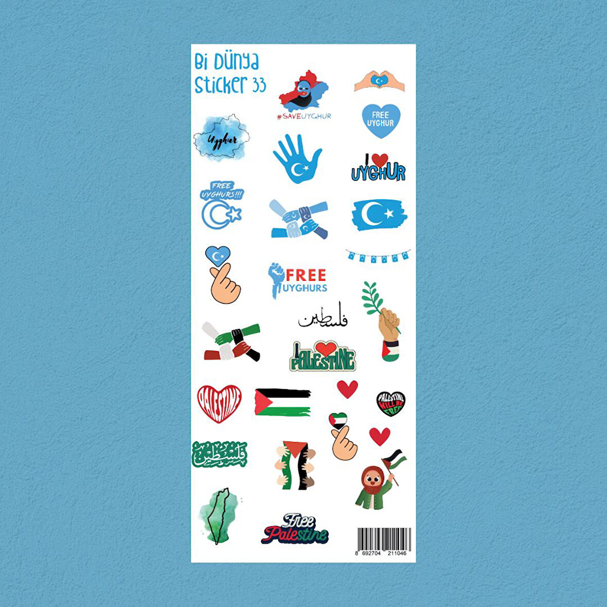 M33 – Doğu Türkistan - Filistin Temalı Sticker Seti