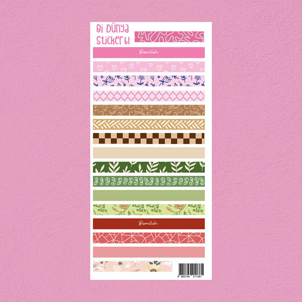 M61 – Renkli Bantlar - 2 İslami Sticker Seti