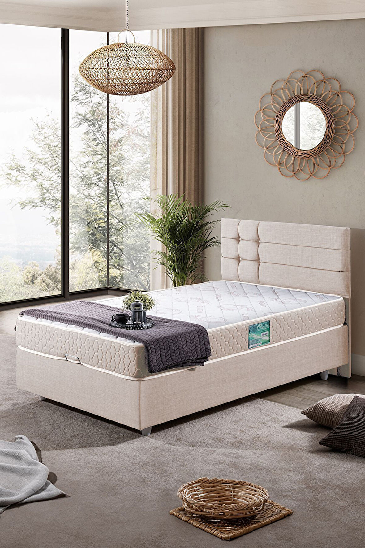 Viyana Tek Kişilik Baza Başlık Comfort Yatak Seti