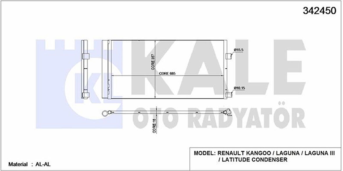 Renault Klima Radyatoru Laguna III 07>15 Latıtude 10> 1.5 DCI / 2.0 DCI - Kale 342450