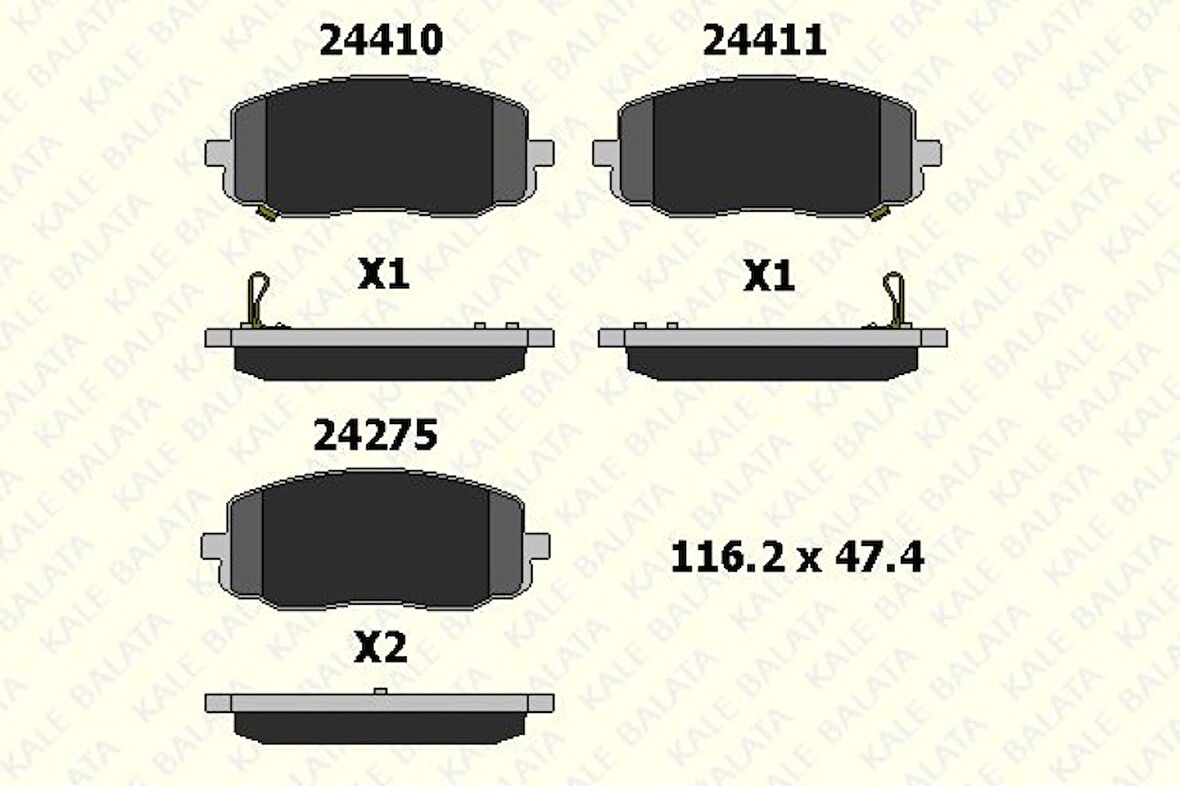 Hyundaı On Fren Balatası Hyundaı İ20 08-15 İ10 08-11 / Picanto 04-11 - Kale B 24275 168 05 Ans