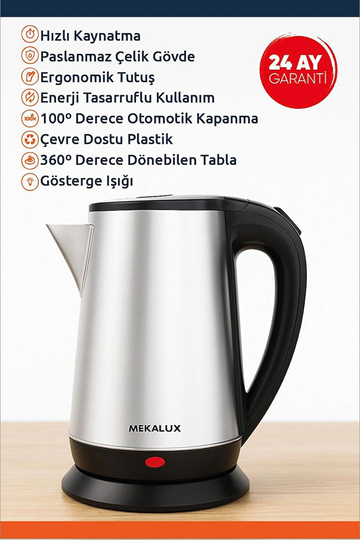 MEKALUX UK-03 INOKS KETTLE