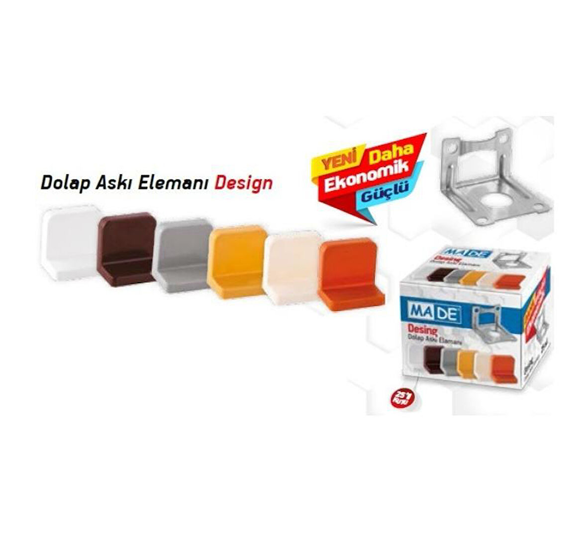 MADE DOLAP ASKI ELEMANI BEYAZ 250 ADET