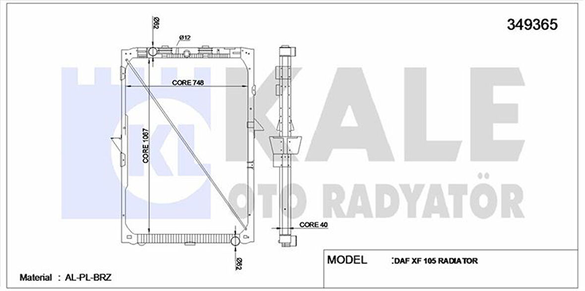 Daf Truck Motor Su Radyatoru Daf Xf 105 Radyator (cerceveli) / (mt) - Kale 349365