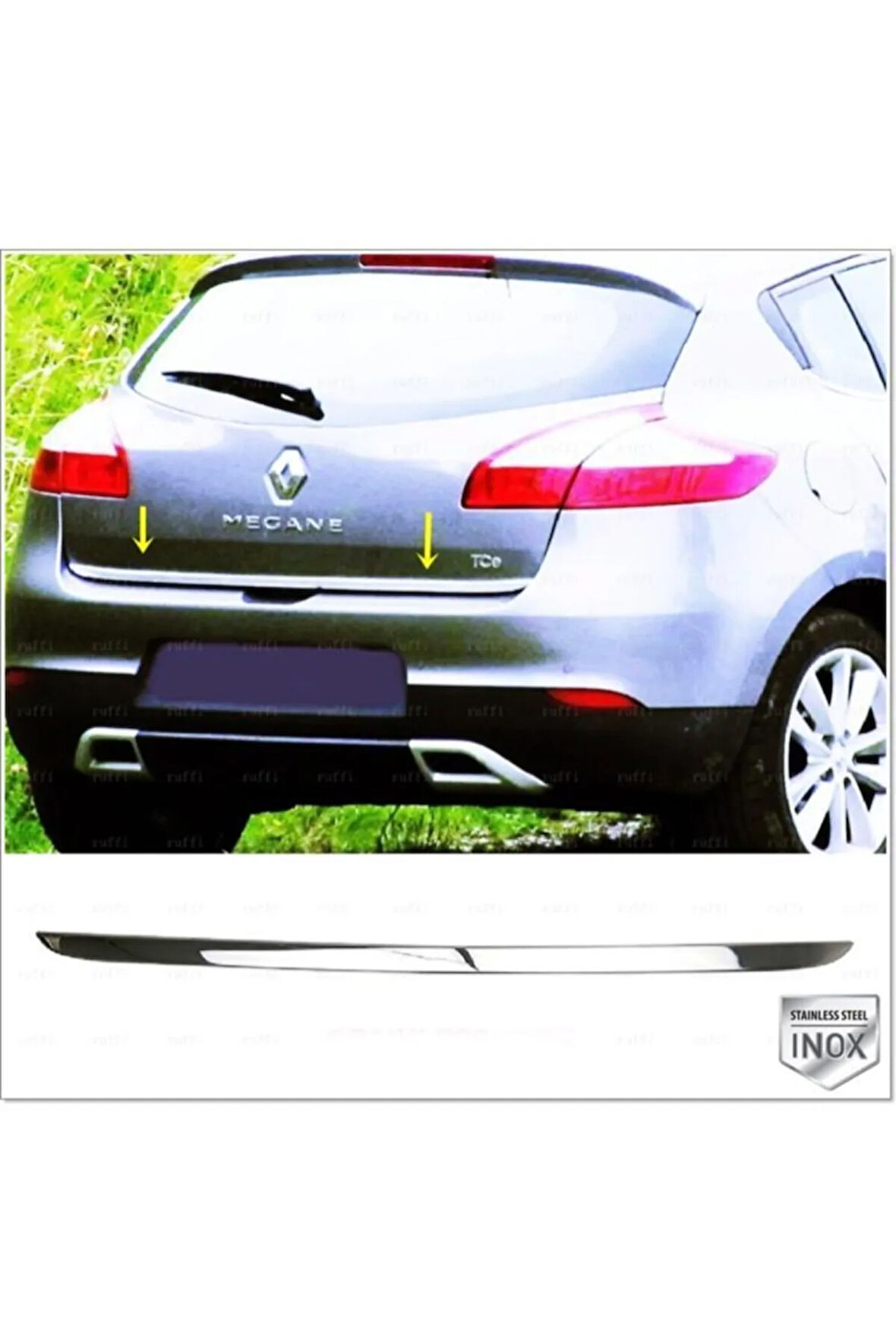 Renault Megane 3 Uyumlu Hb Krom Bagaj Alt Çıtası 2010-2016 P. Çelik uyumlu