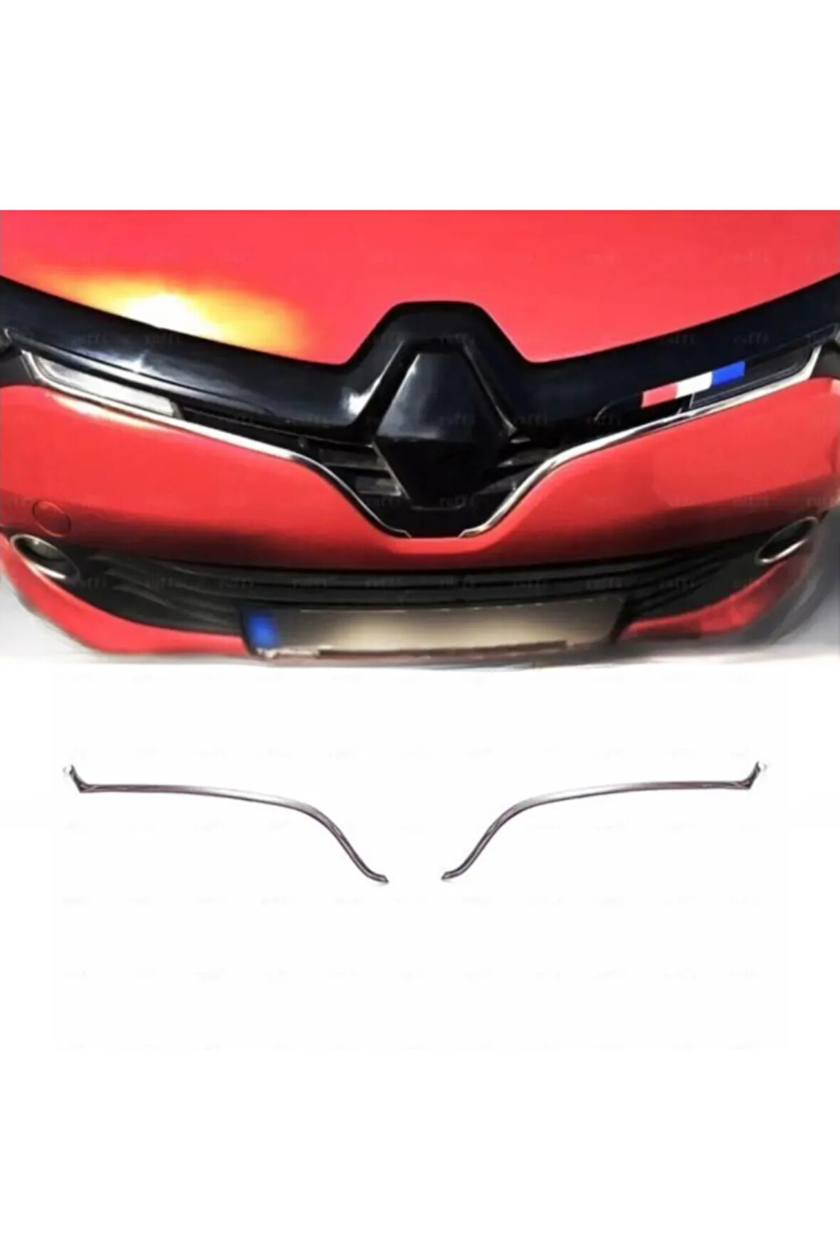 Renault Clio 4 Krom Ön Panjur Çıtası Uyumlu U Formlu 2 Parça 2012-2019 Arası P.çelik