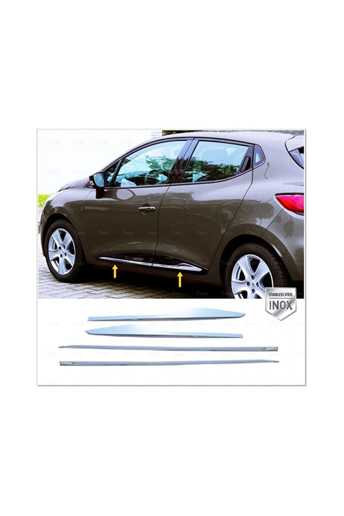 Renault Clio 4 Uyumlu Hb Krom Yan Kapı Çıtası 4 Kapı 2012-2019 Arası P. Çelik uyumlu