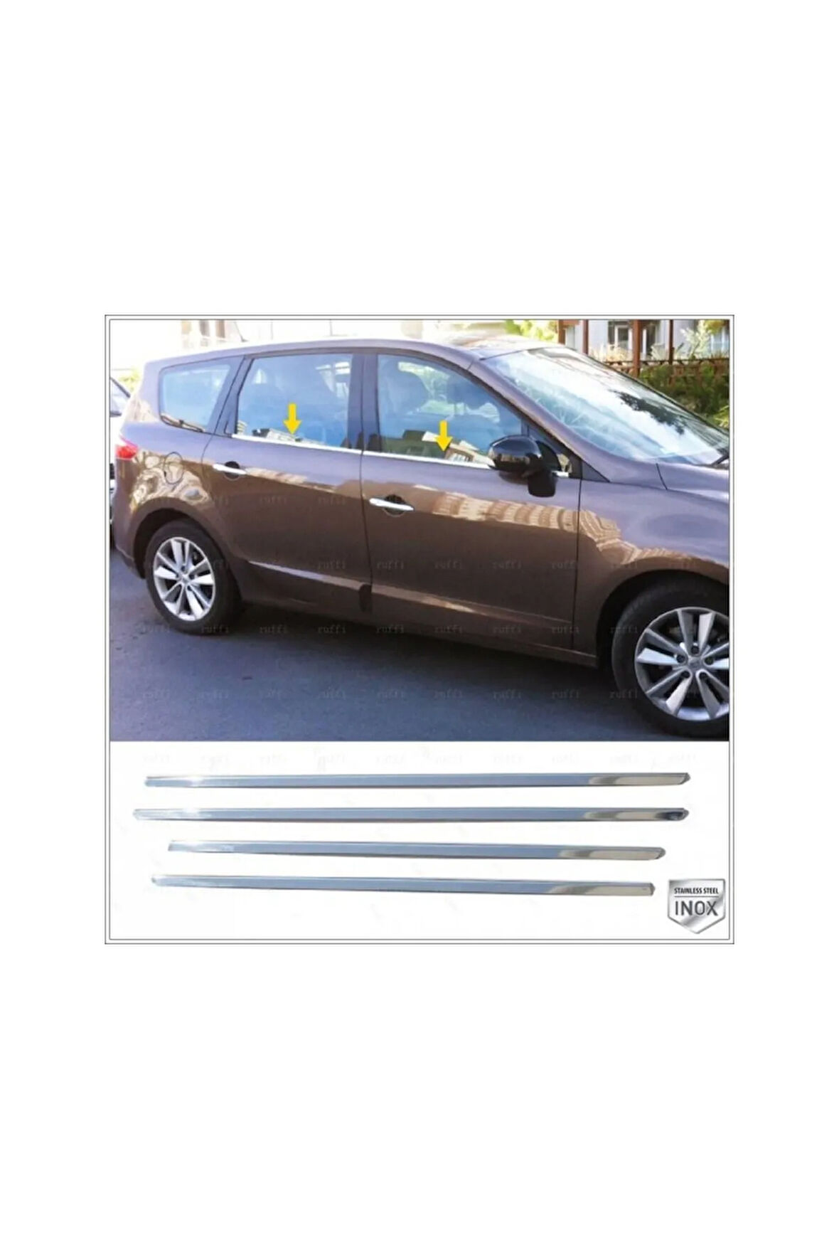 Renault Scenic 3 Krom Cam Çıtası 4 Prç. 2009-2016 Arası Paslanmaz Çelik