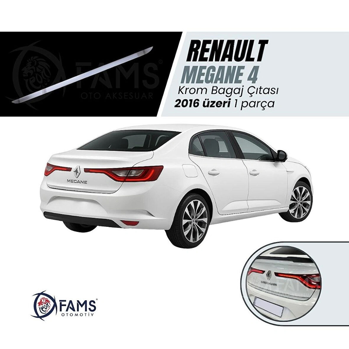 Renault Megane 4 Krom Bagaj Alt Çıtası 2016 Üzeri P. Çelik Sedan Uyumlu