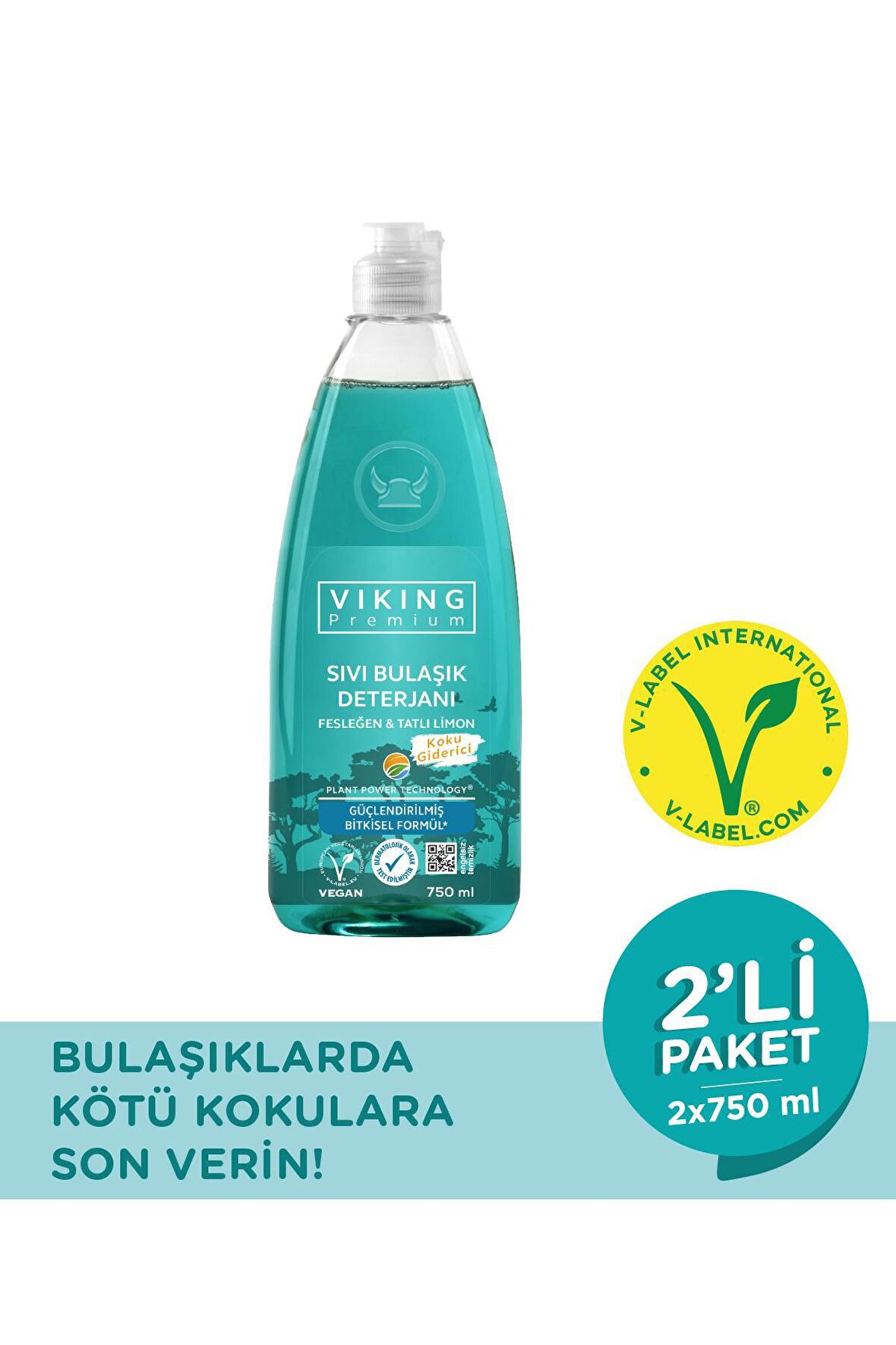 Viking Premium Fesleğen Limonlu 2x750 ml Elde Yıkama Deterjanı