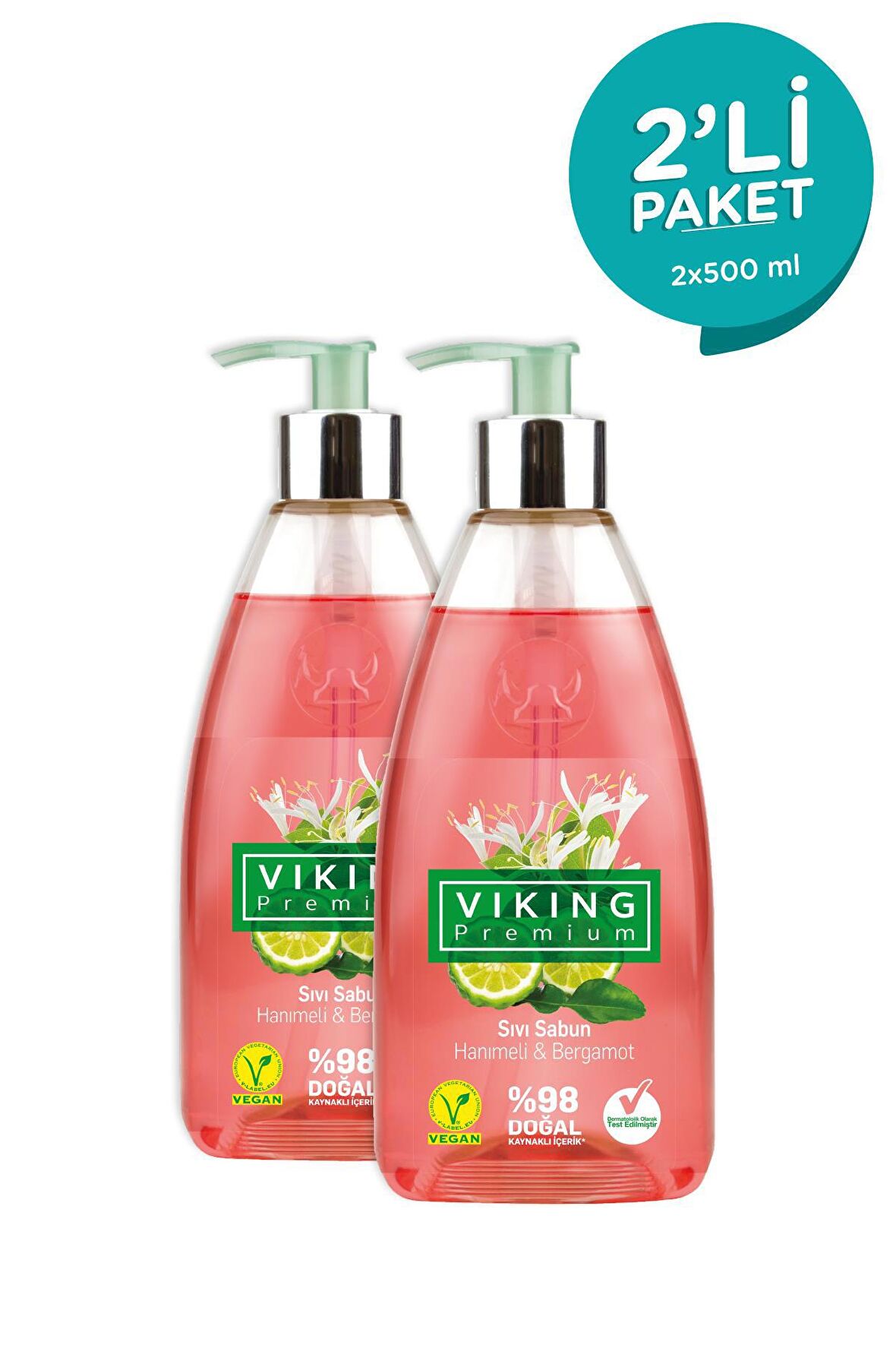 Premium Sıvı Sabun Hanımeli&Bergamot 500 ml 2 Adet