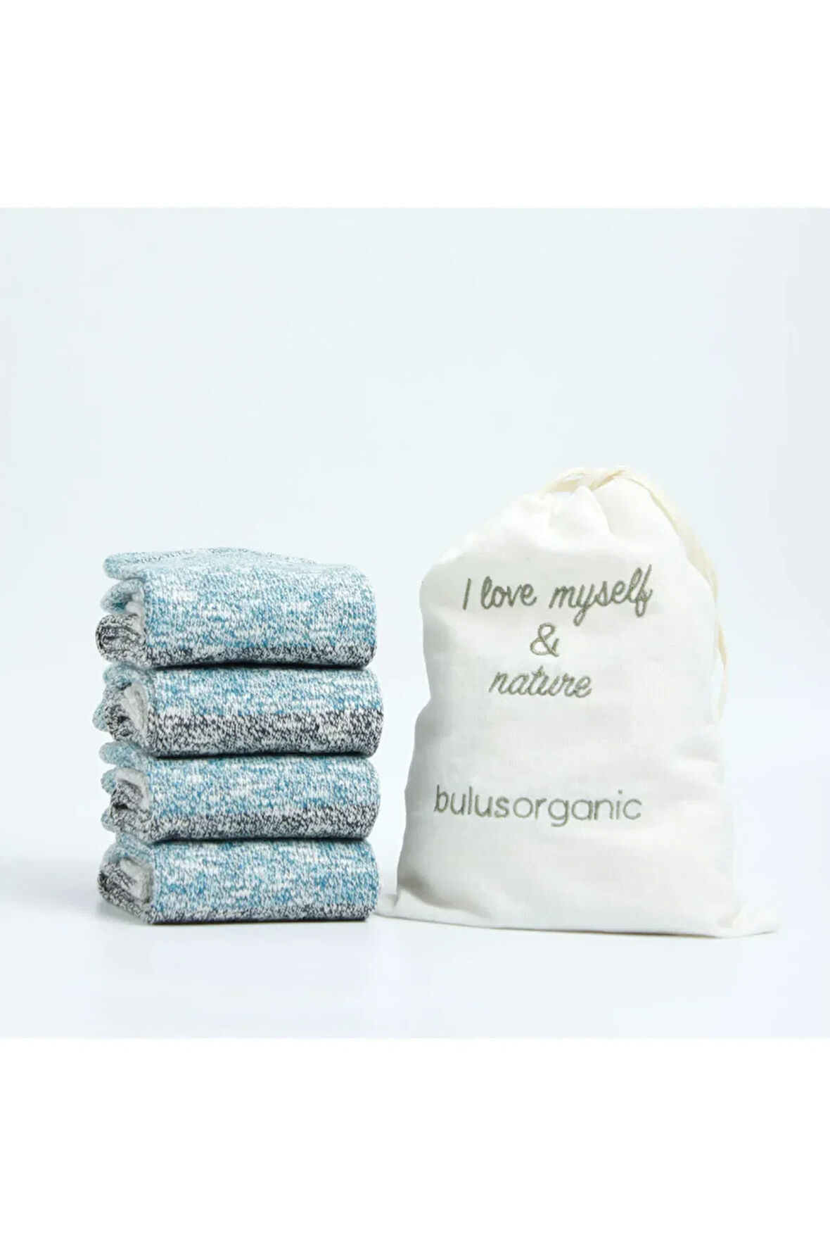 4'lü Turkuaz Flamlı Moline Kalın Pamuklu Soket Çorap