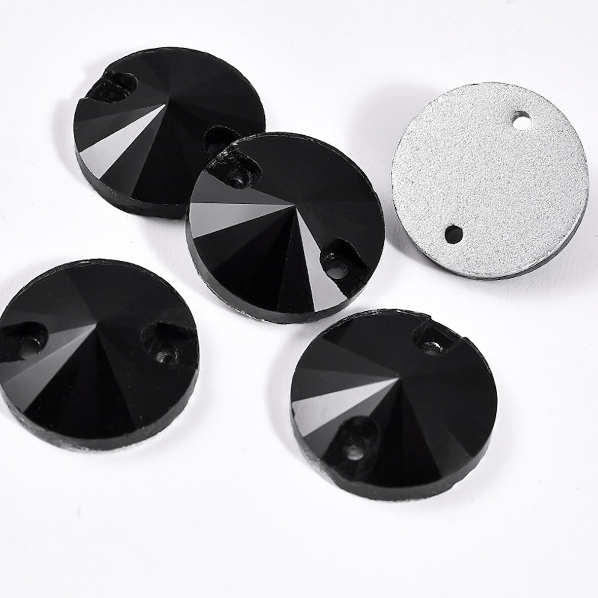 Gymo Premium Delikli Dikme Kristal Taş Round Rivoli 8mm P02 Black (84 Ad)