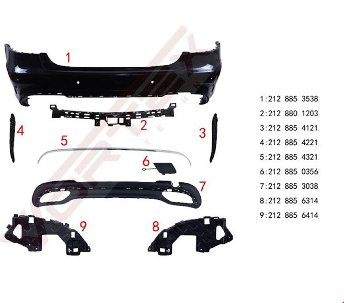Mercedes Arka Tampon Set Amg W212 13> - Vortex V2206220