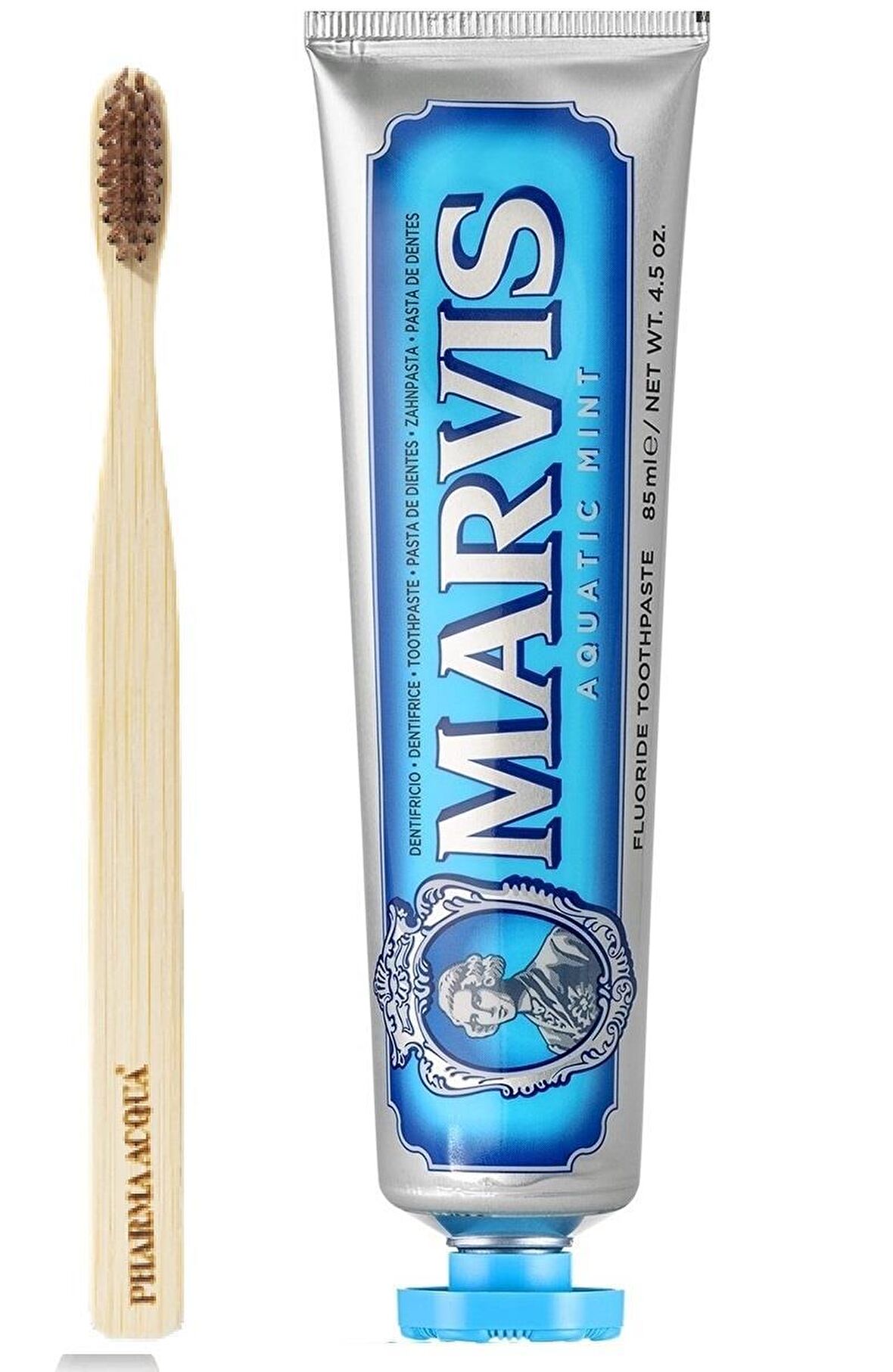 Marvis Aquatic Mint Nane Aromalı Beyazlatma Doğal Diş Macunu 85 ml & Diş Fırçası 