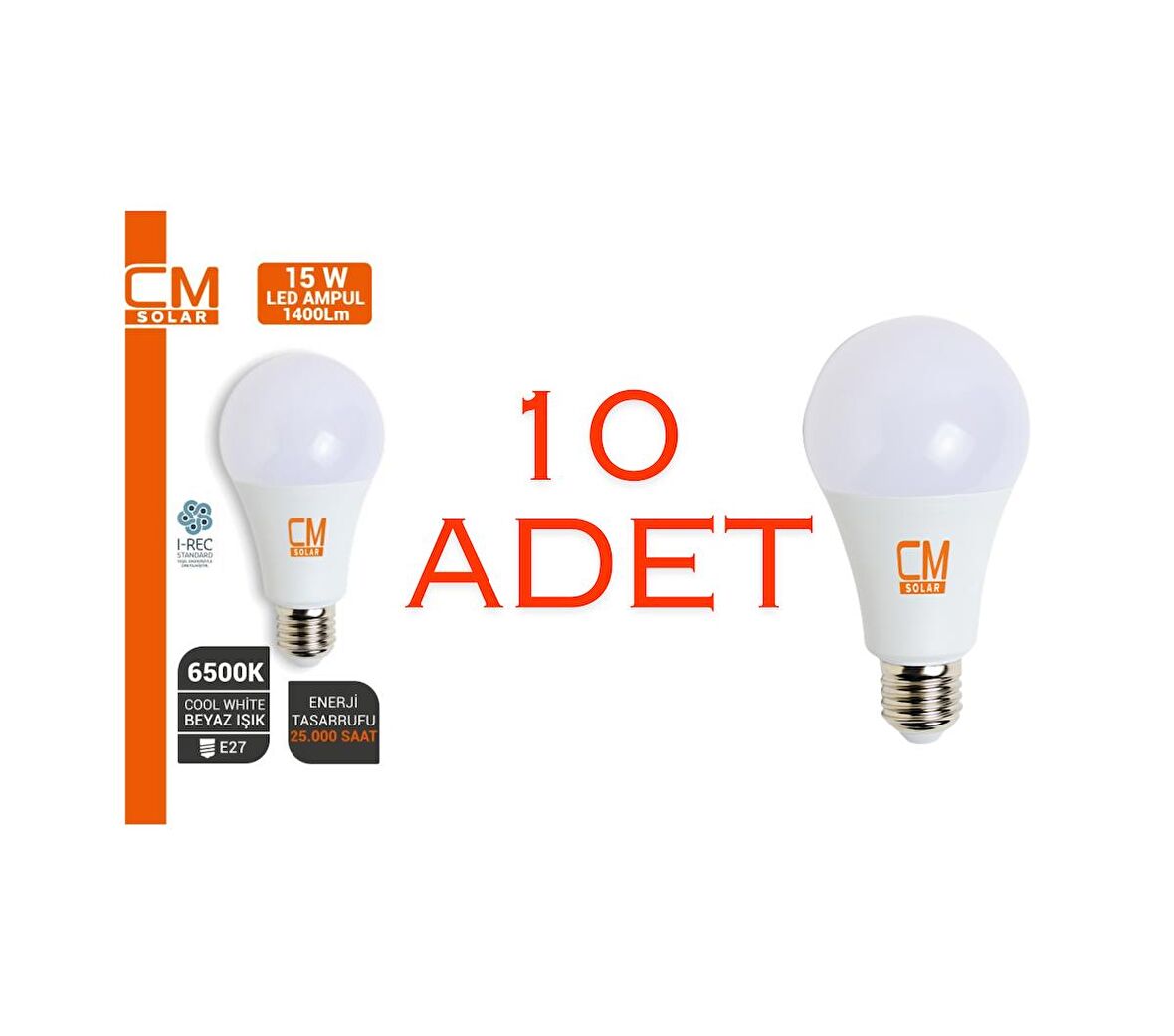 CMSOLAR 15W E27 DUY 6500K BEYAZ IŞIK LED EV AMPULÜ 10'LU PAKET