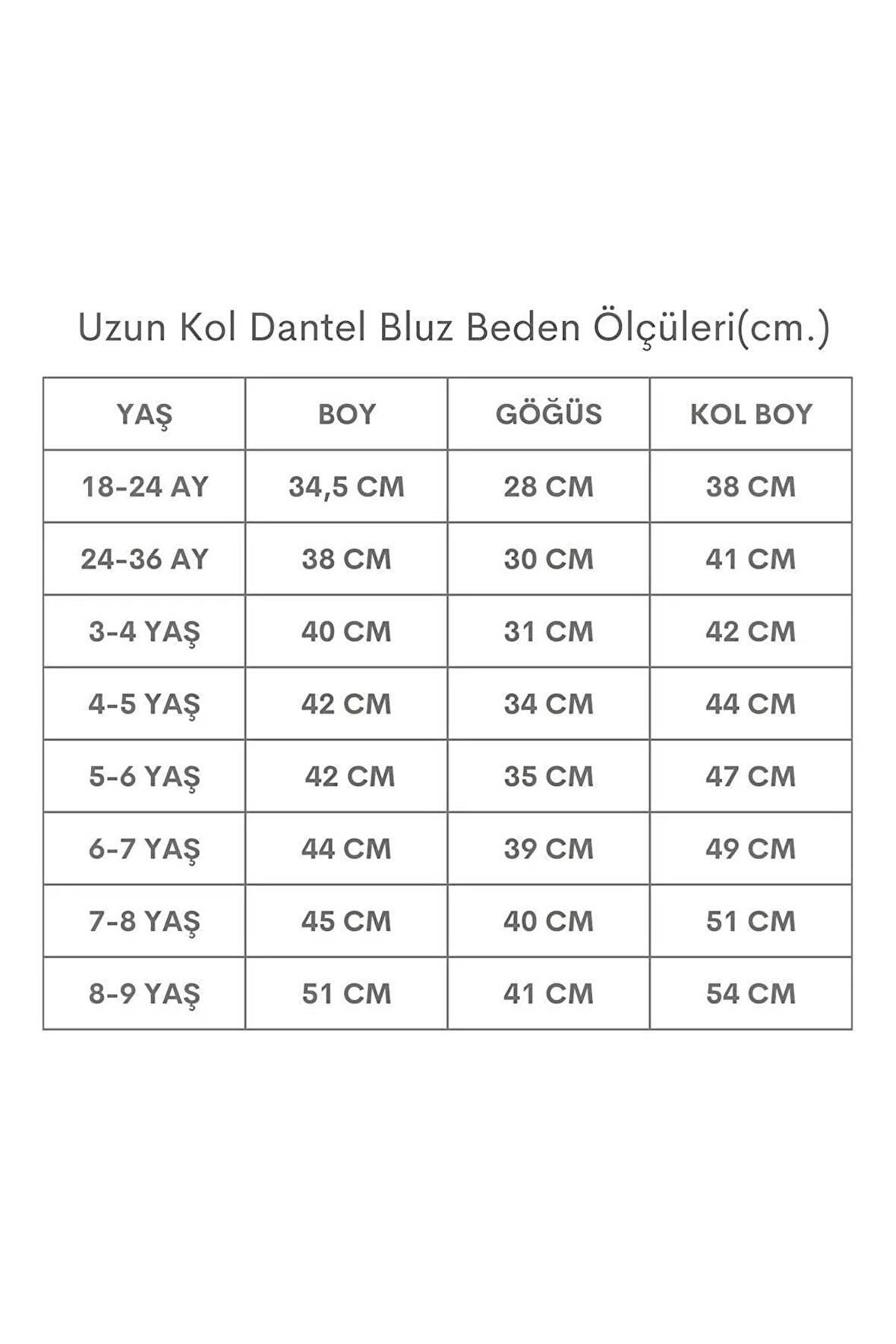 Kız Çocuk Ekru Dantel Detaylı Uzun Kollu Çıtçıtlı Bluz Gömlek Body