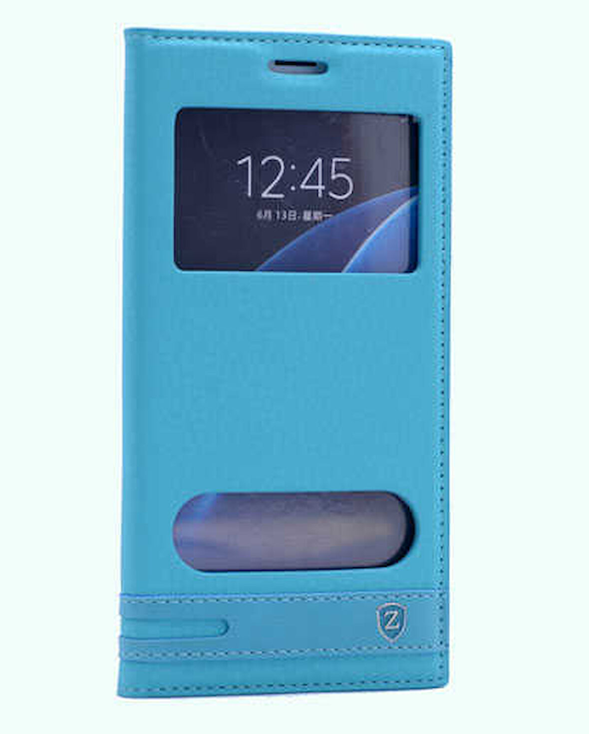 Galaxy C7 / C7 Pro Kılıf Elite Pencereli Kapaklı Suni Deri Kılıf