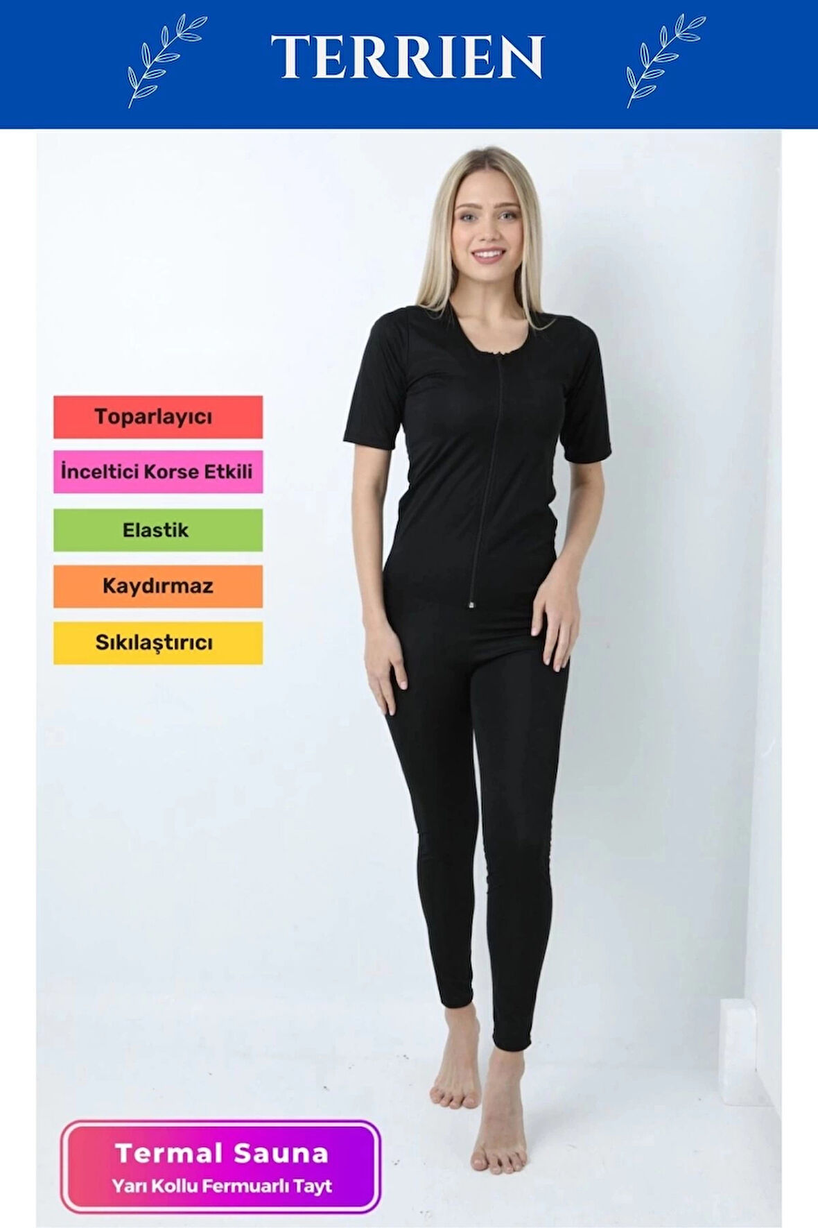 Yeni Seri Toparlayıcı Sıkılaştırıcı Şekillendirici Terleme Kadın Kısa Kollu Fermuarlı Sauna Takım